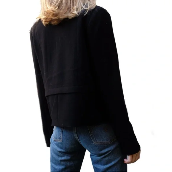 GAP Black Structured Crop Shell Tailored Collarless Blazer Career Jacket • Small - Picture 4 of 10